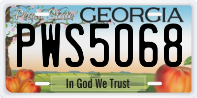 GA license plate PWS5068