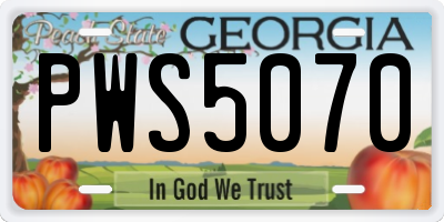 GA license plate PWS5070