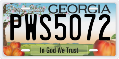 GA license plate PWS5072