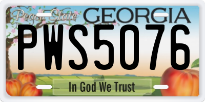 GA license plate PWS5076
