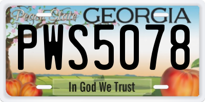 GA license plate PWS5078