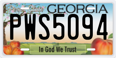 GA license plate PWS5094