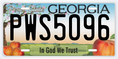 GA license plate PWS5096