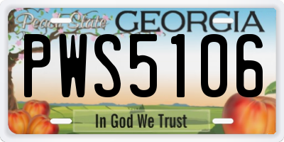 GA license plate PWS5106