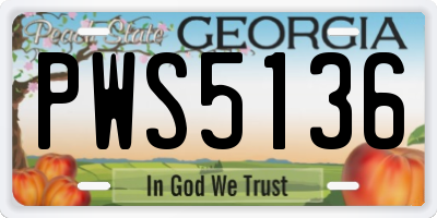 GA license plate PWS5136