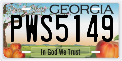 GA license plate PWS5149