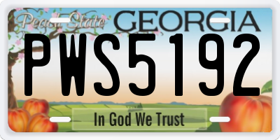 GA license plate PWS5192