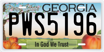 GA license plate PWS5196