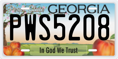 GA license plate PWS5208