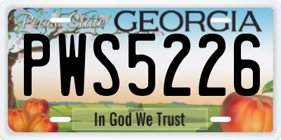 GA license plate PWS5226