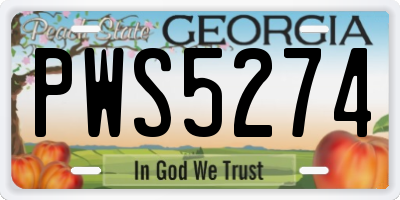 GA license plate PWS5274
