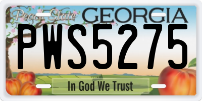 GA license plate PWS5275