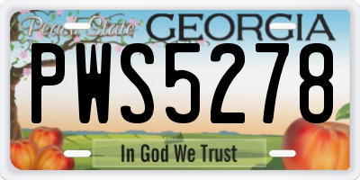 GA license plate PWS5278