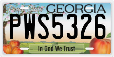 GA license plate PWS5326