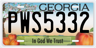 GA license plate PWS5332