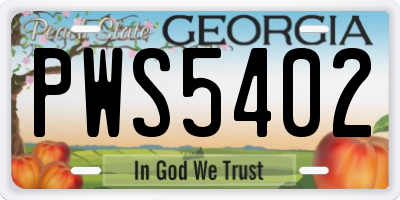 GA license plate PWS5402