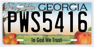 GA license plate PWS5416