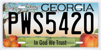 GA license plate PWS5420