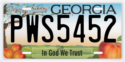 GA license plate PWS5452