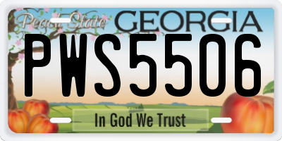 GA license plate PWS5506