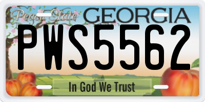 GA license plate PWS5562