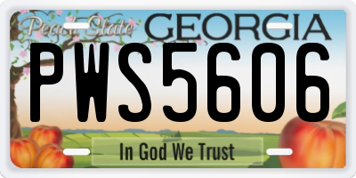 GA license plate PWS5606