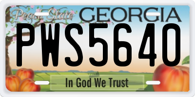 GA license plate PWS5640