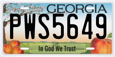 GA license plate PWS5649