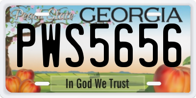 GA license plate PWS5656