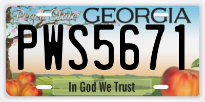GA license plate PWS5671