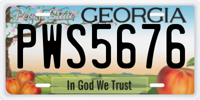 GA license plate PWS5676