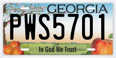 GA license plate PWS5701