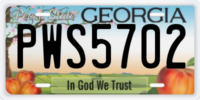 GA license plate PWS5702