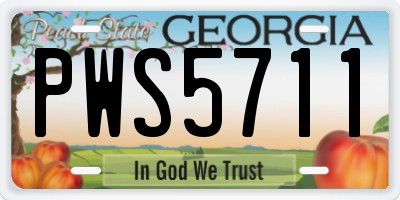 GA license plate PWS5711