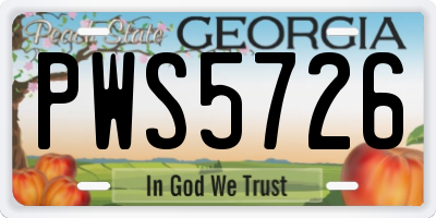 GA license plate PWS5726