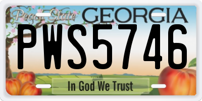 GA license plate PWS5746