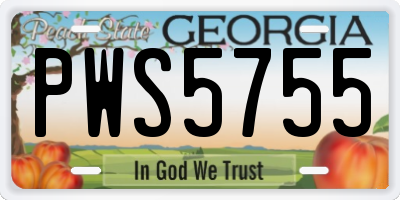 GA license plate PWS5755