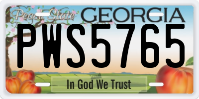GA license plate PWS5765