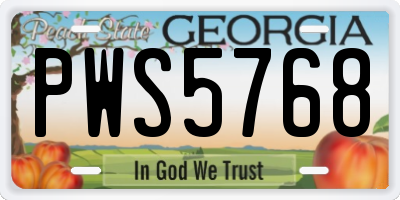 GA license plate PWS5768