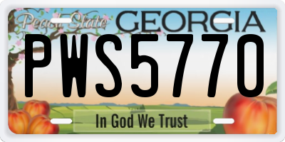 GA license plate PWS5770