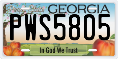 GA license plate PWS5805