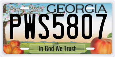 GA license plate PWS5807