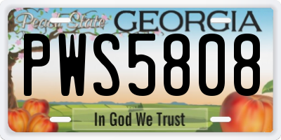 GA license plate PWS5808