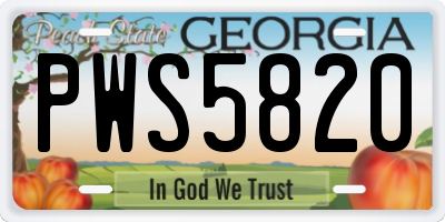 GA license plate PWS5820