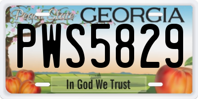 GA license plate PWS5829