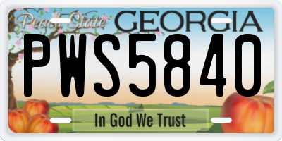 GA license plate PWS5840