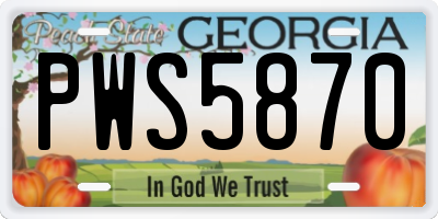 GA license plate PWS5870