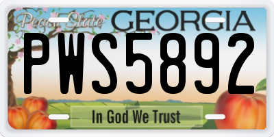 GA license plate PWS5892