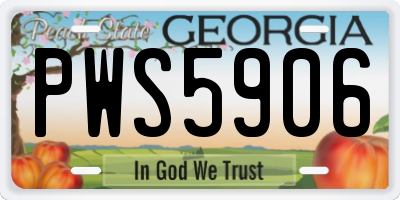 GA license plate PWS5906