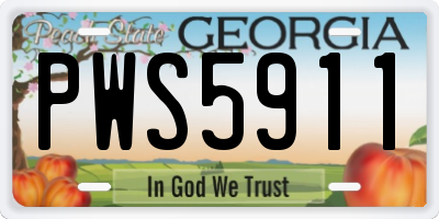 GA license plate PWS5911